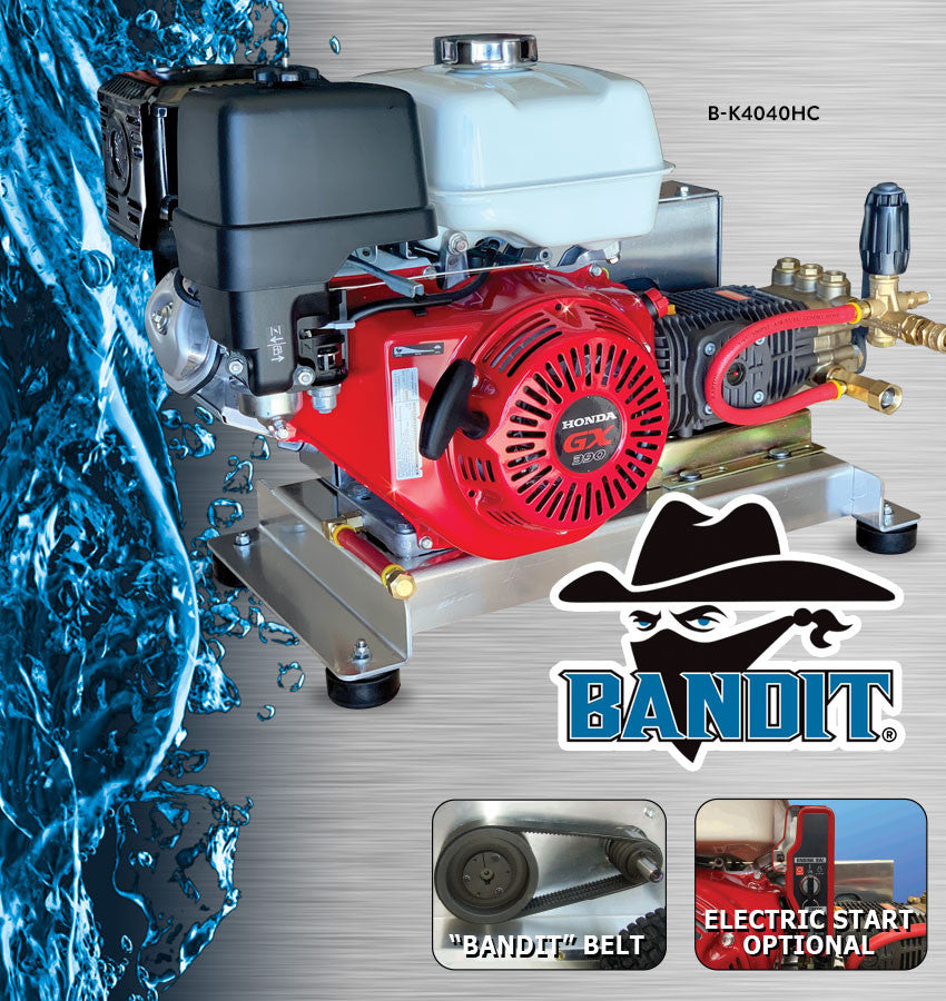 B K4040HC Bandit 4GPM at 4000PSI Honda GX390 Belt Drive With Comet Pump Bandit Belt Drive Manatee Pressure Washer Supply and Repair MPWSR