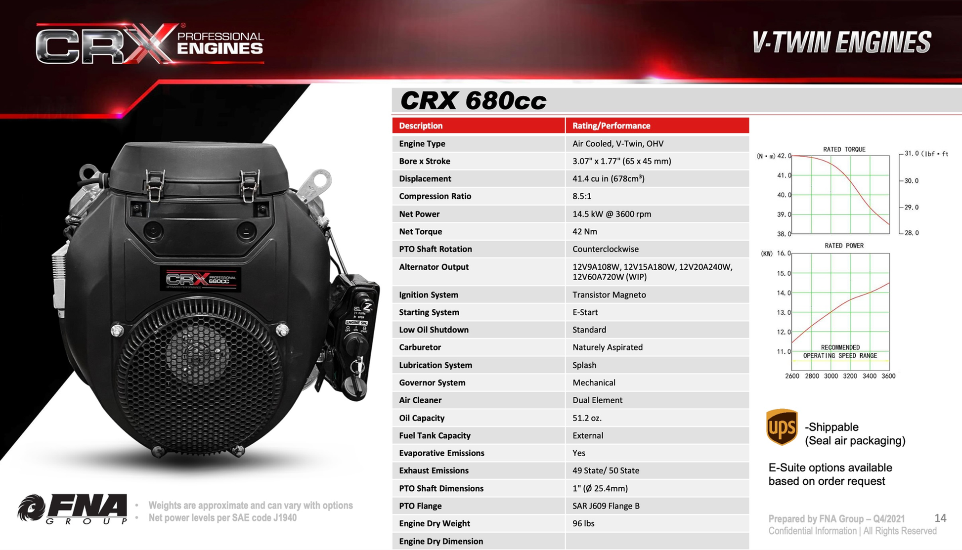 CRX680 Engine 1 1/8" Shaft with 20amp Charging System 679cc