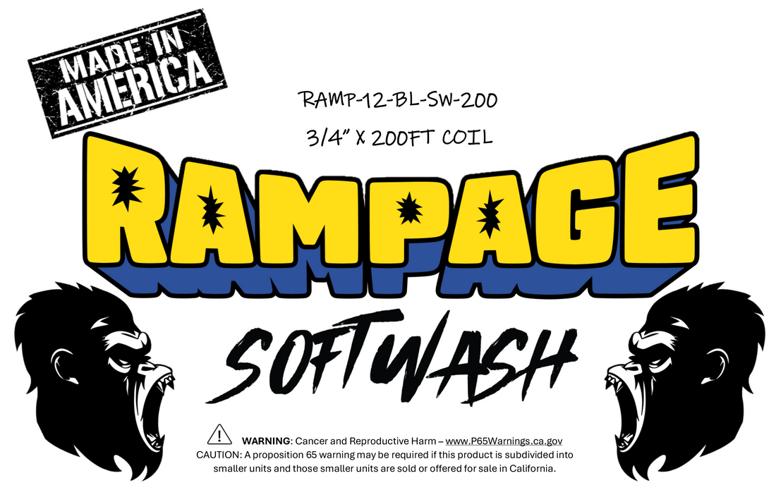 Rampage 3/4" Blue Softwash Hose | 200ft Roll & By-the-Foot