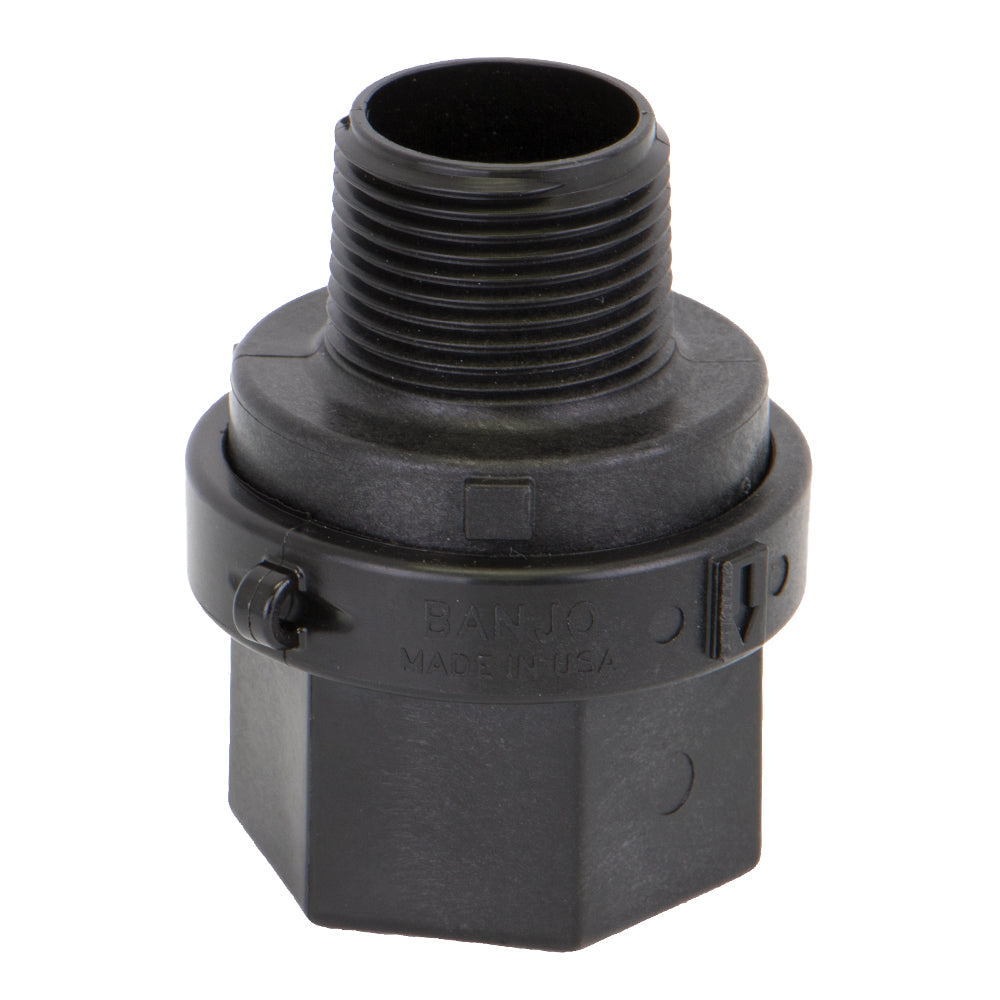 1" MNPT x 1" FNPT Banjo® Black Fiberglass-Reinforced Polypropylene Check Valve with EPDM Seal