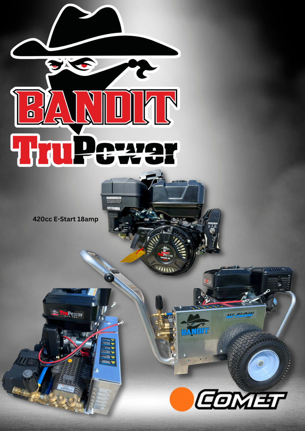 B-5530TPC Bandit 5.5GPM at 3000PSI E-Start Bandit TruPower With Comet Pump