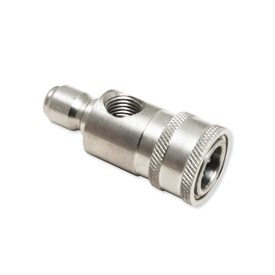 Stainless Top Mount Pressure Gauge Fitting with 1/4" Port & 3/8" QCs