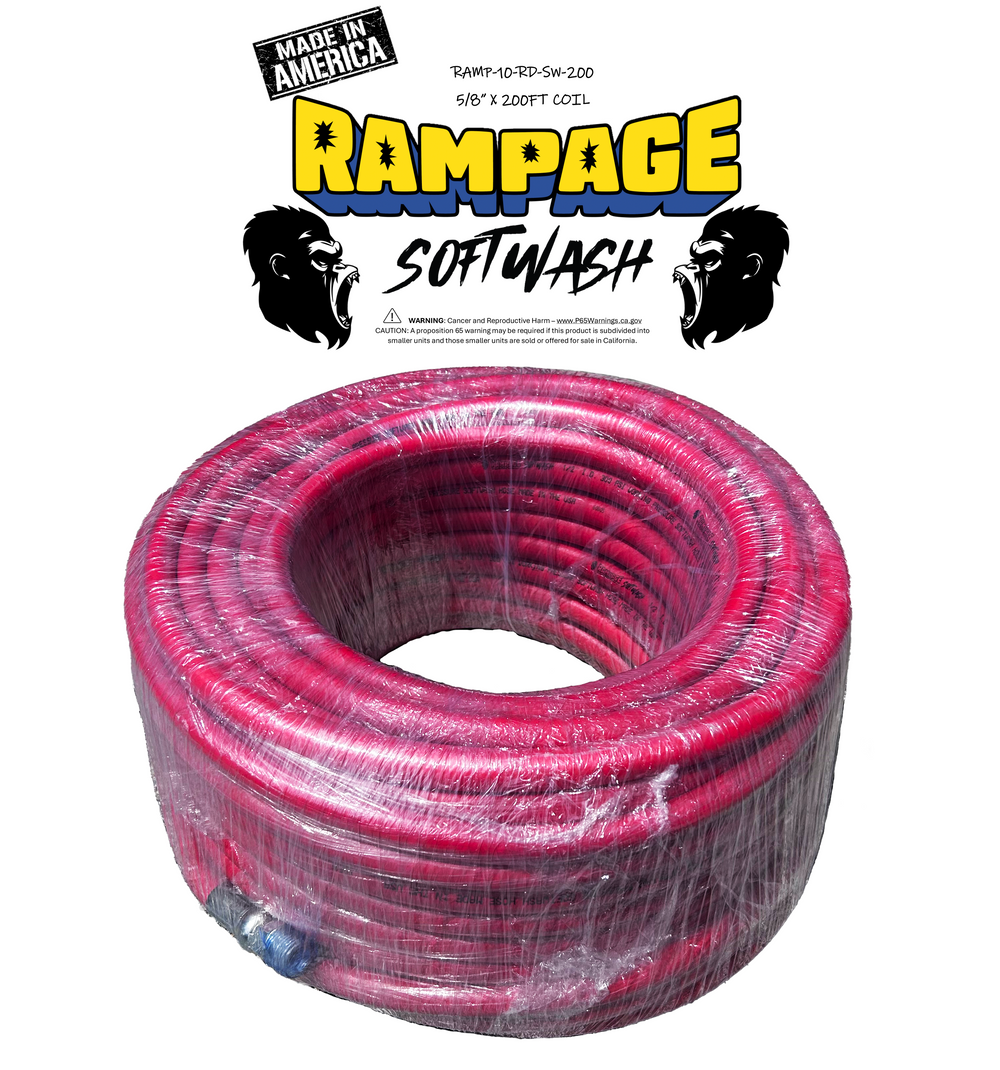 Rampage 5/8" Red 200' softwash hose with crimped ends