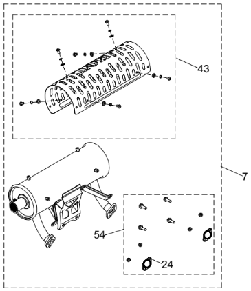 CRX 680CC and 750CC Replacement Muffler Oil Filter Side Discharge