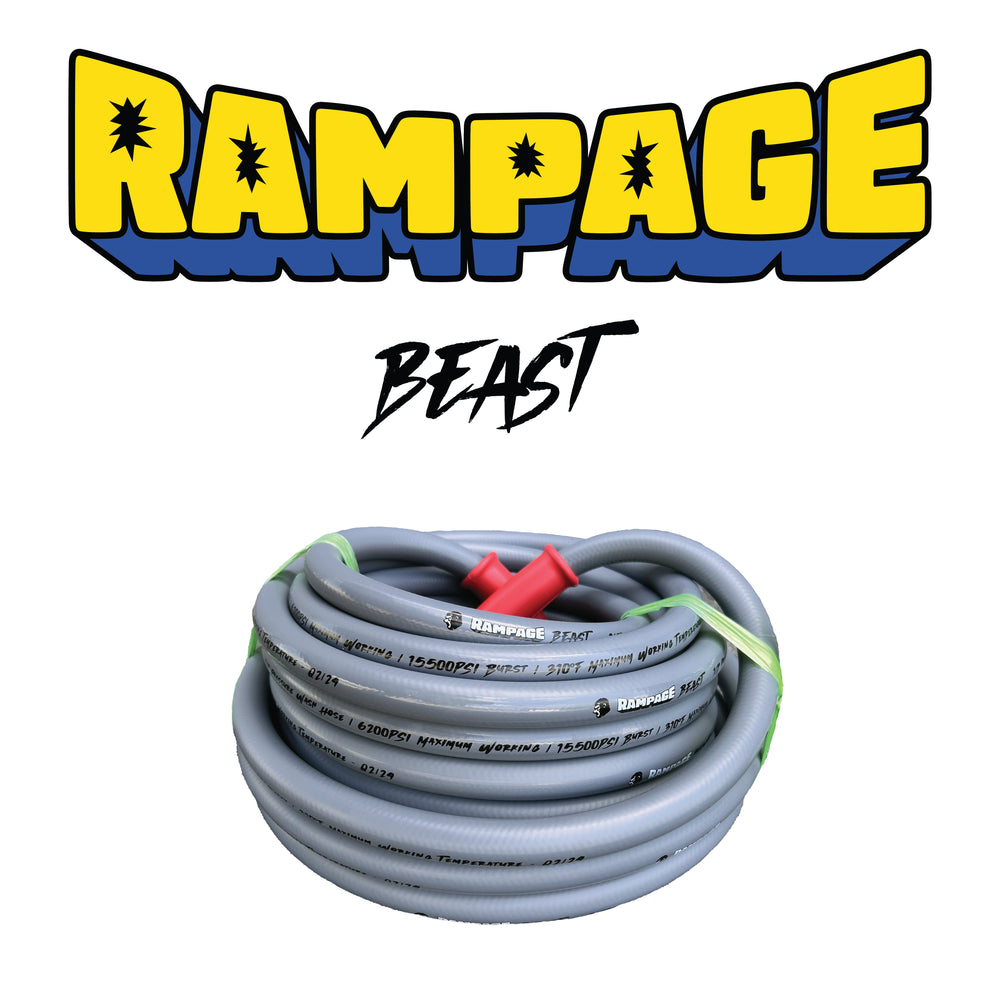 RAMP208-50: RAMPAGE BEAST 50' Smooth Gray 1/2" Double Wire 6200 PSI High Pressure Hose