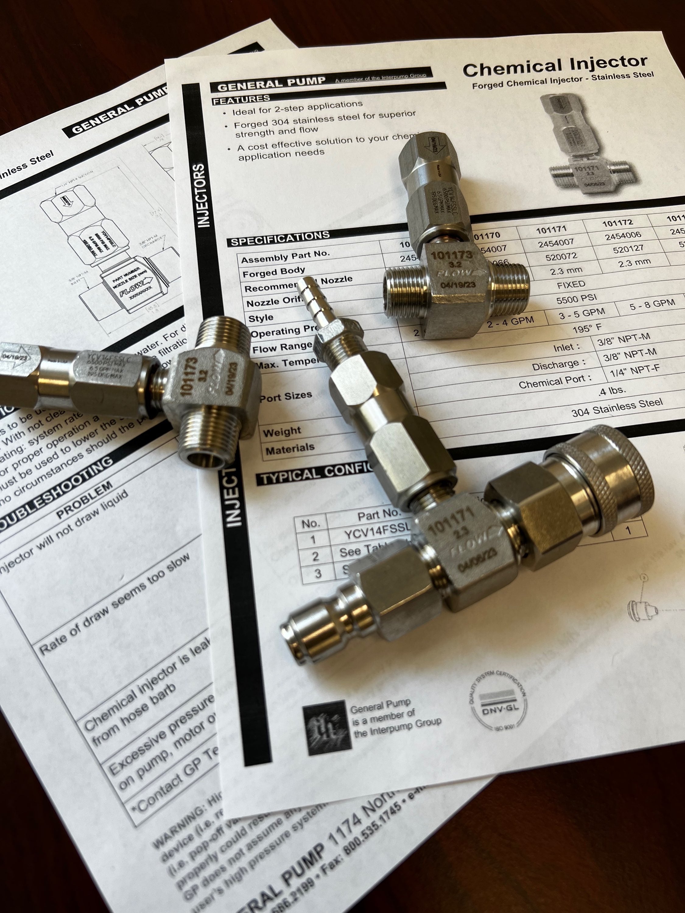 5-8GPM General Pump Forged Stainless Steel Injector with Check Valve