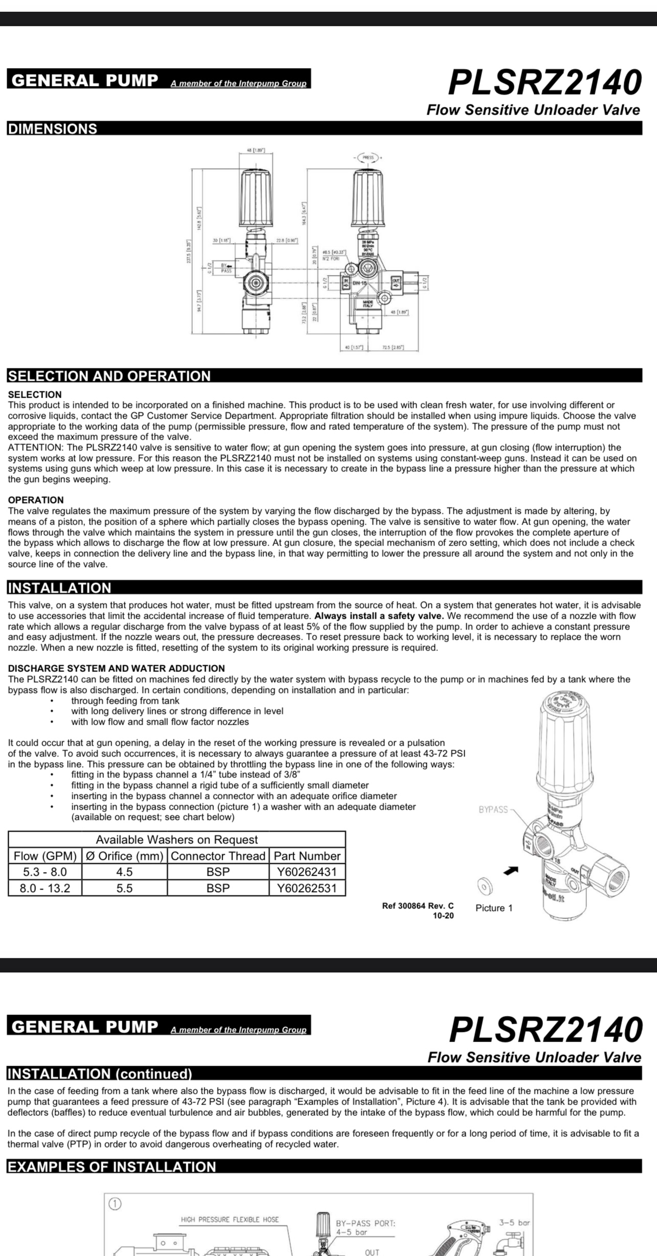 Pulsar PLSRZ2140 1/2in Flow Sensitive Unloader General Pump