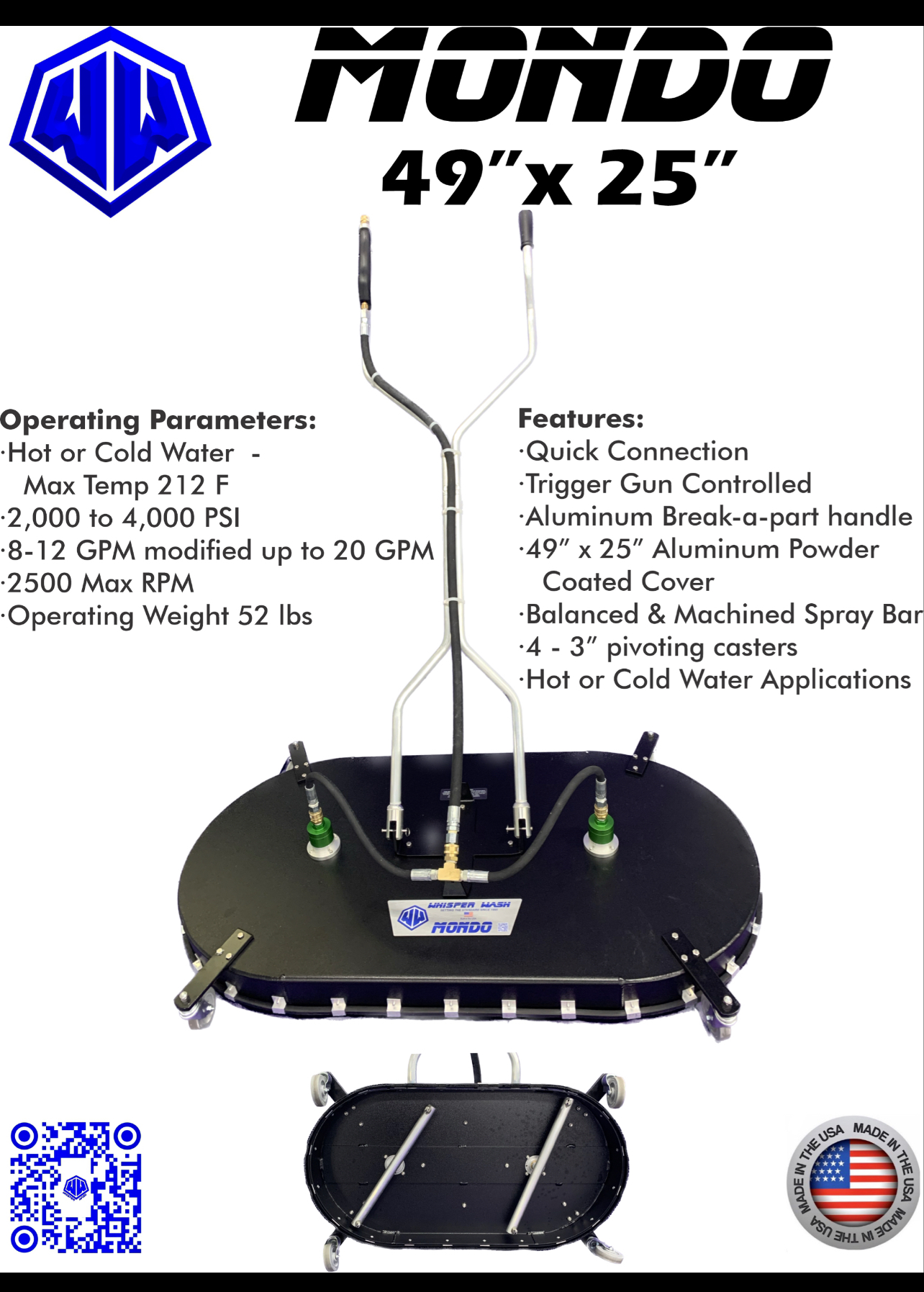 Whisper Wash Mondo Force 49" Surface Cleaner