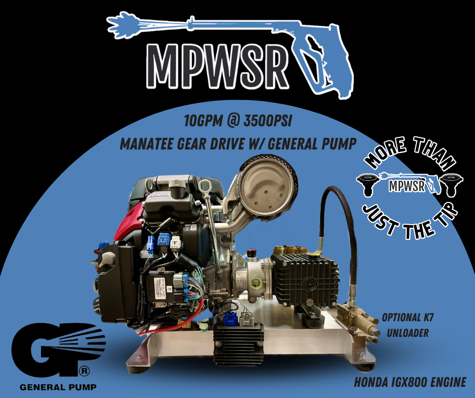 MGD-1035HC: 10GPM at 3500psi Manatee Gear Drive Honda IGX800 With Comet Pump