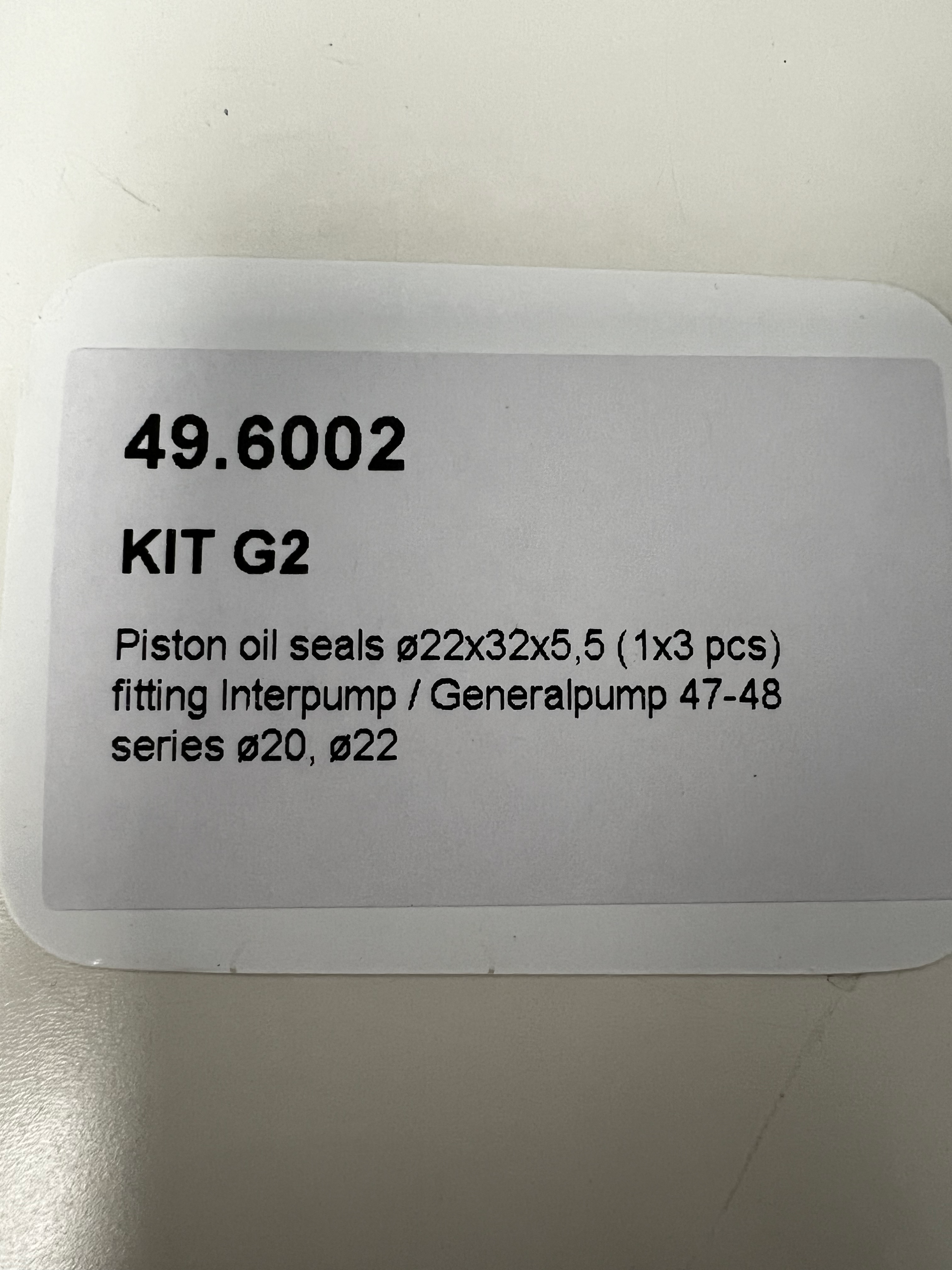 GP Kit 2 Replacement Piston Oil Seals Pump Kit