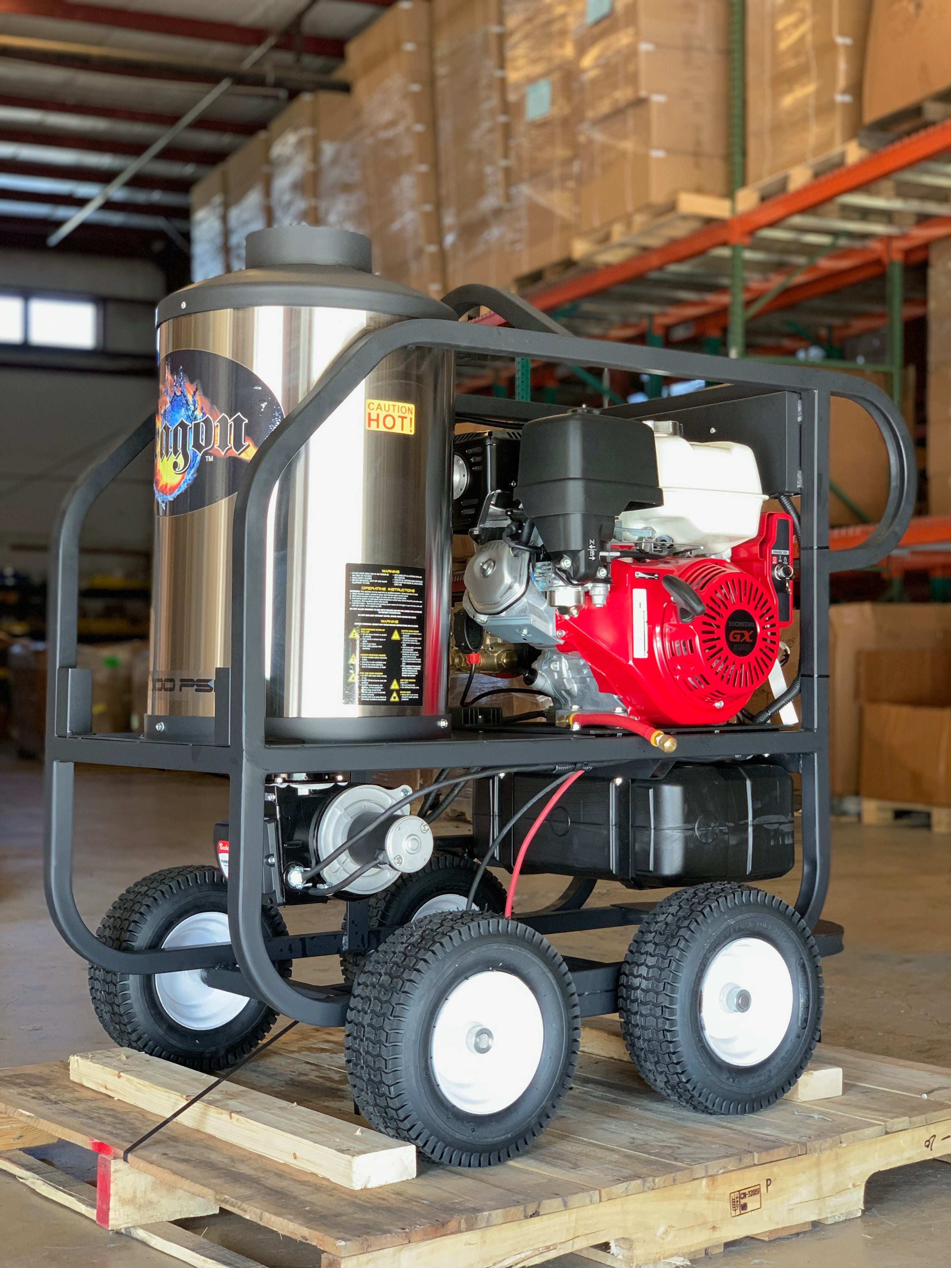 Dragon 4GPM at 4000PSI Hot Water Mobile Skid/Roller