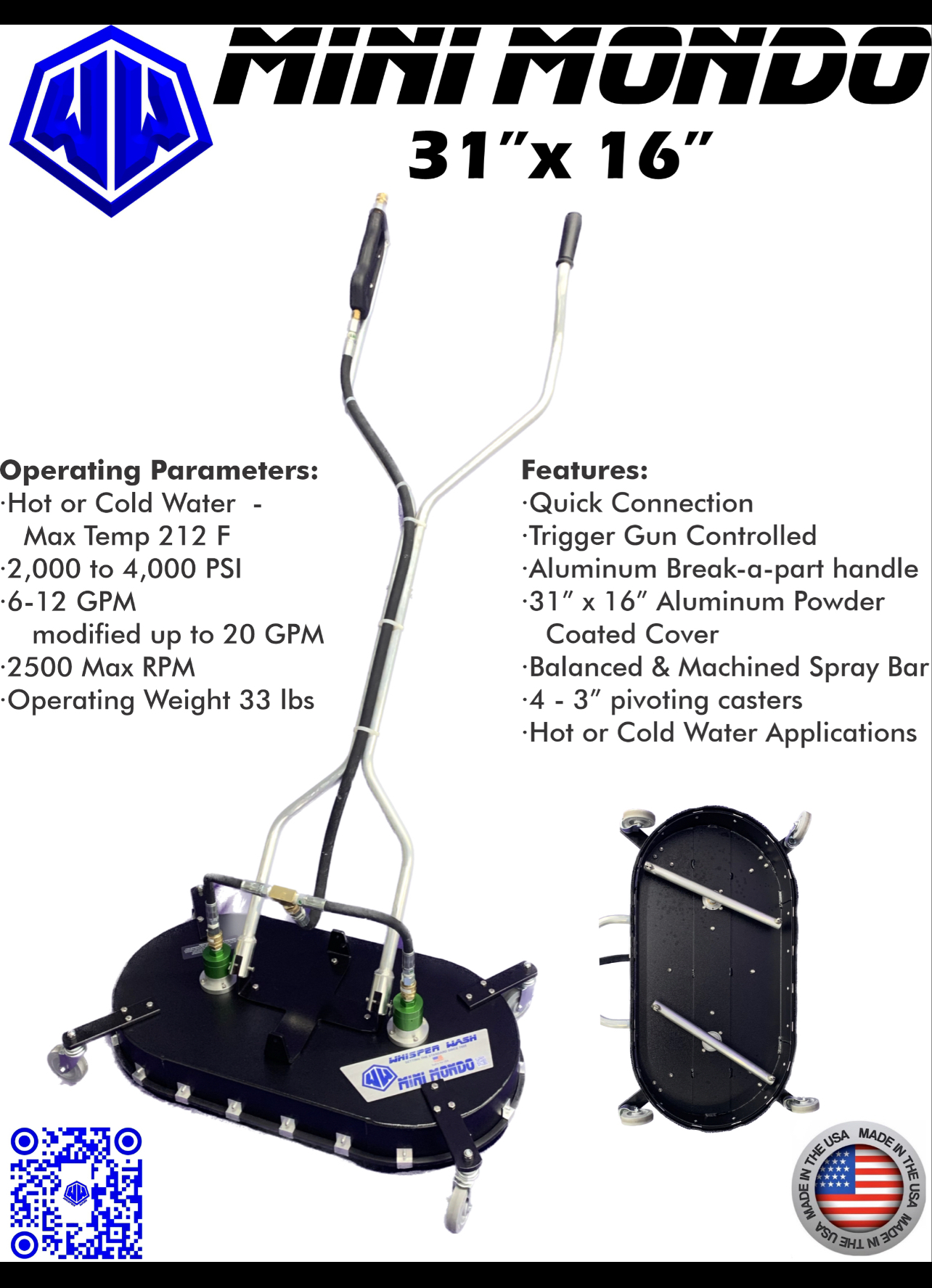 Whisper Wash Mini Mondo Force 31" Surface Cleaner