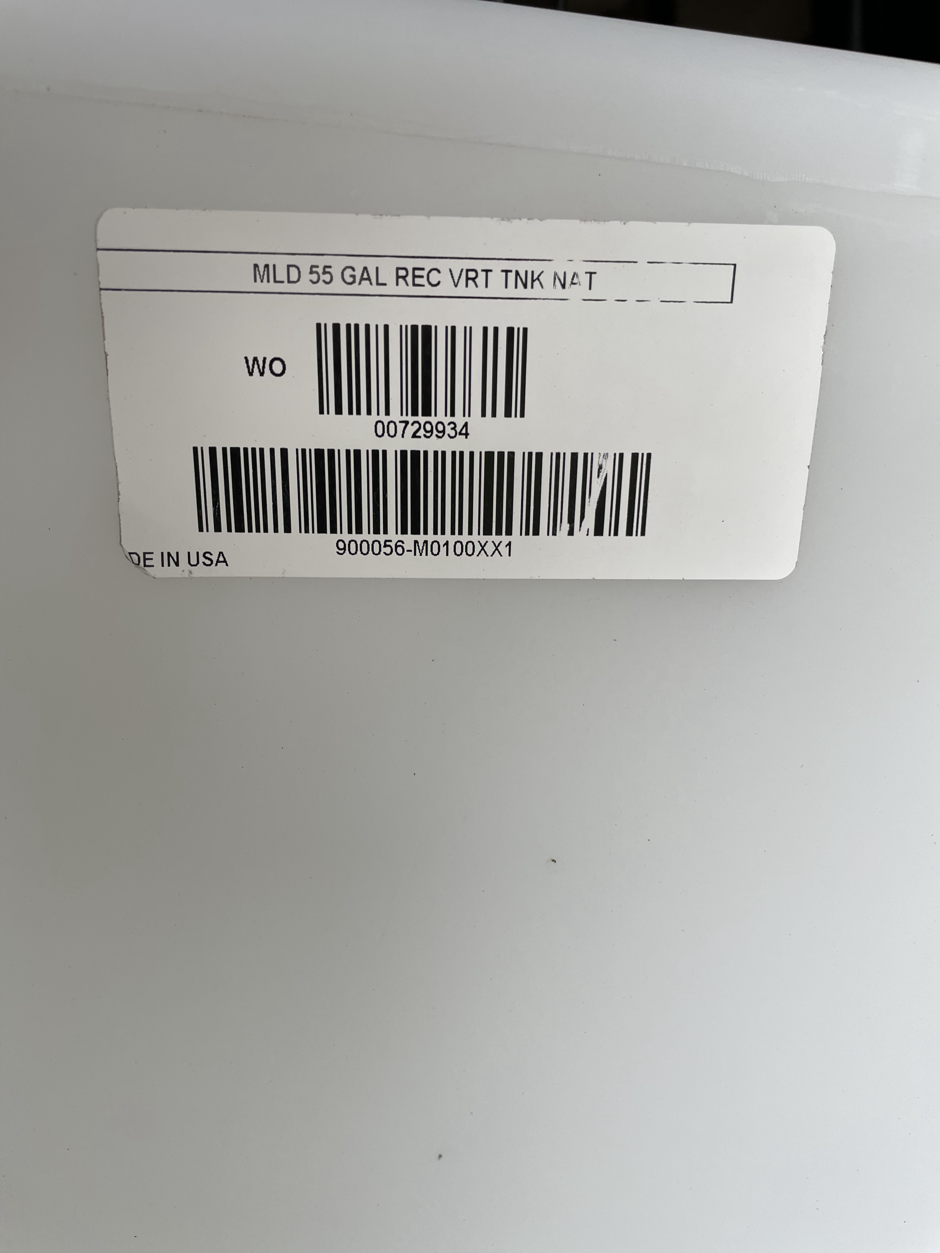 55 Gallon Vertical Tank