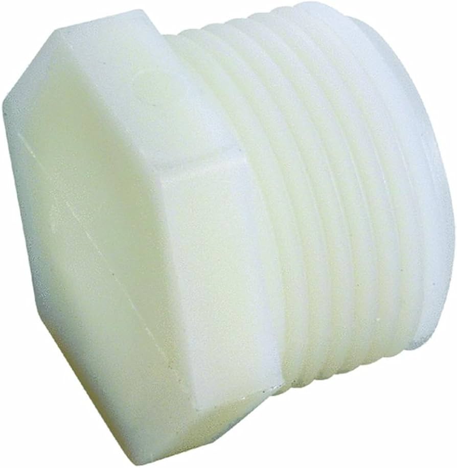 1" White Nylon Hex Head Plug