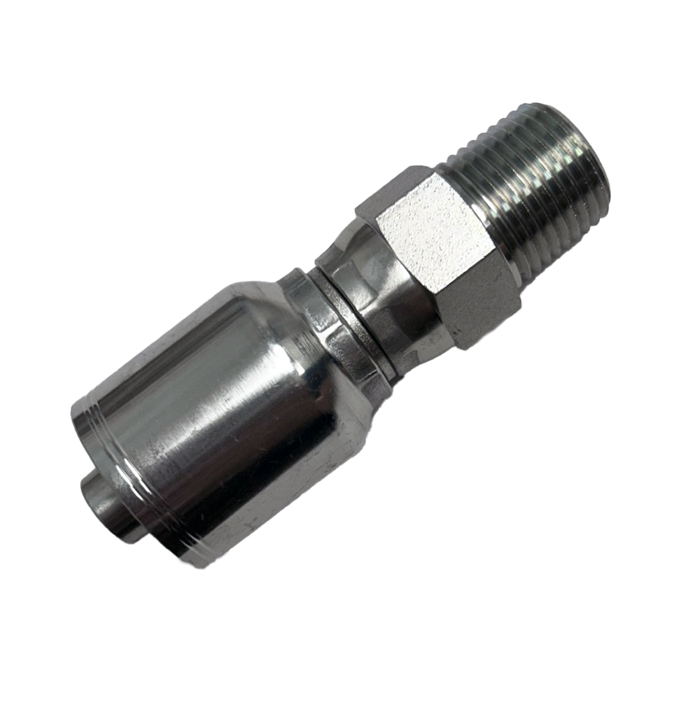 1/2" Hose x 1/2" NPT Softwash Hose Crimp - Swivel - Stainless